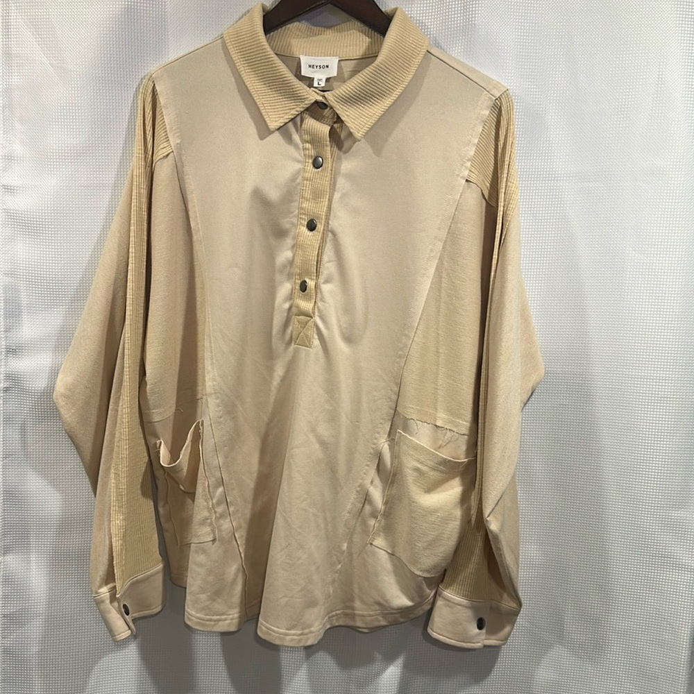 Cream Colored Oversized Women’s Shirt – Size Large